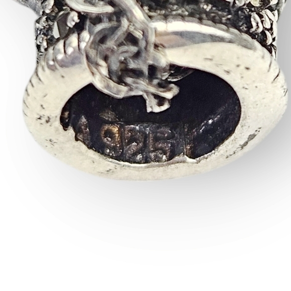 Sterling Cameo Pendant Chain Necklace Mother Of Pearl Marcasite 925 Silver Italy - Picture 11 of 15